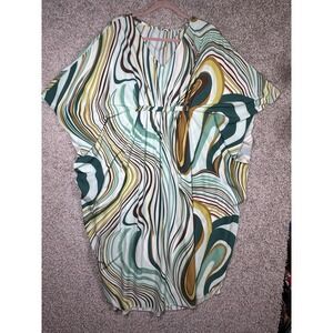 Moss Rose Kaftan Maxi Dress Swimsuit Cover Up V Neck One‎ Size